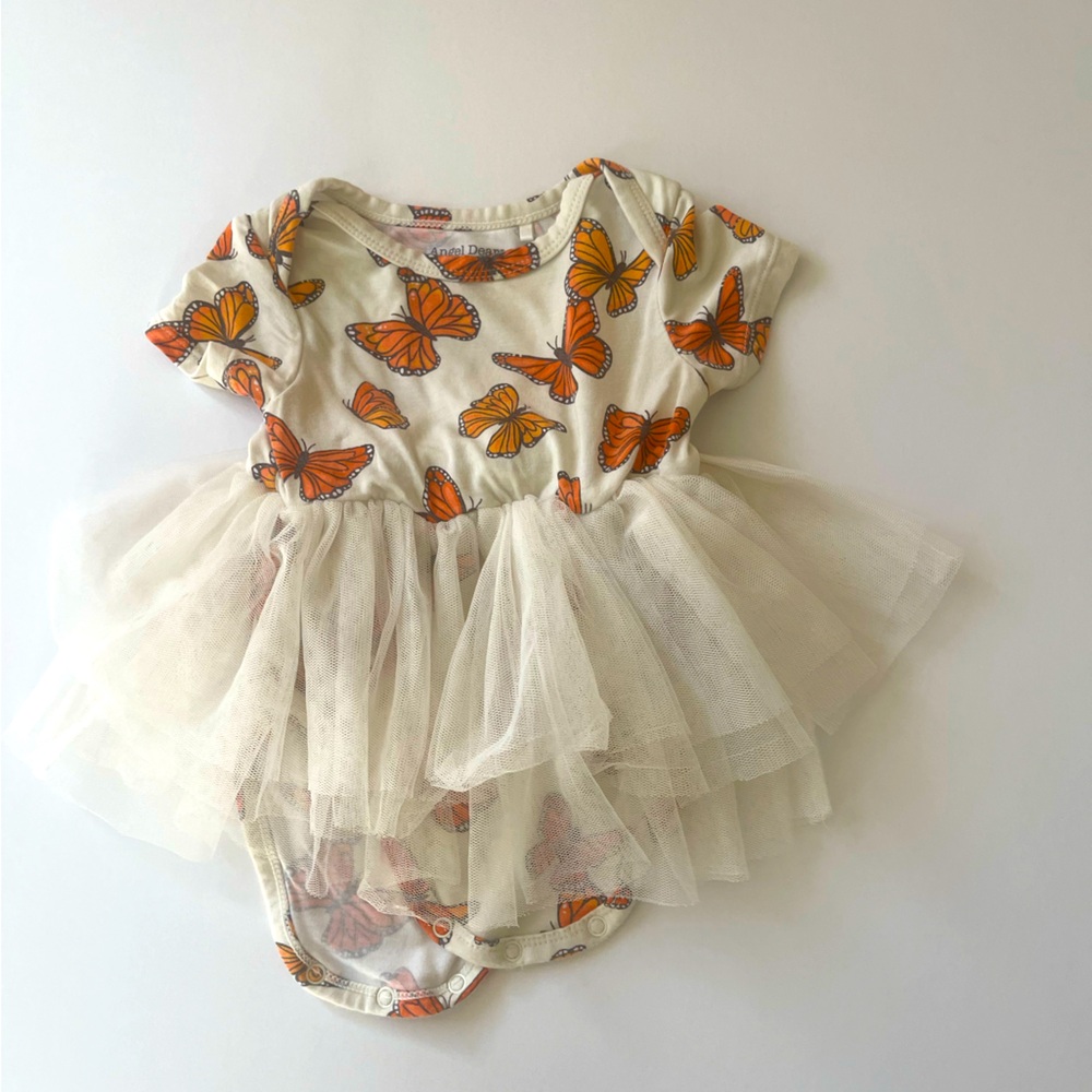 Angel Dear butterfly onesie with attached tulle skirt.